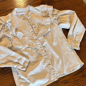 Mango Cream Button Down Shirt with Ruffles